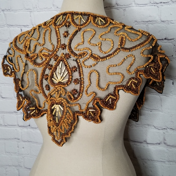 Western Wear Vintage Beaded Collar Wooden Beads Parade Photos Bohemian - Picture 3 of 5